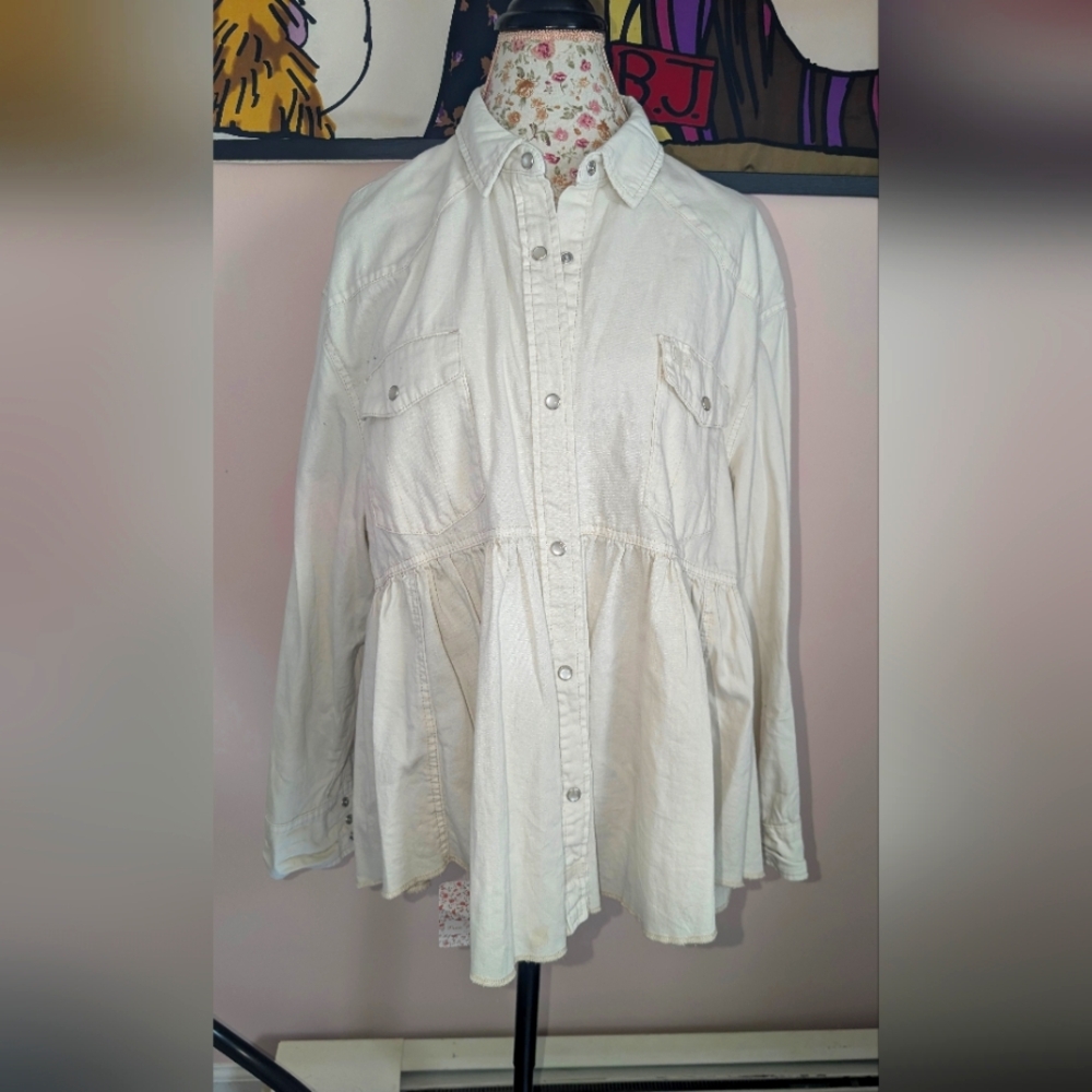 NWT  We The Free Peplum Shirt Jacket